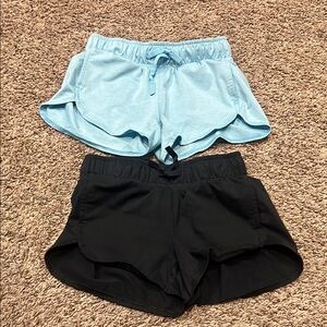 Women's Black and Light Blue Shorts